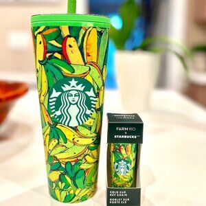 NWT Starbucks x FARM Rio Summer 2025 Green Banana Cold Cup w/ Matching Keychain